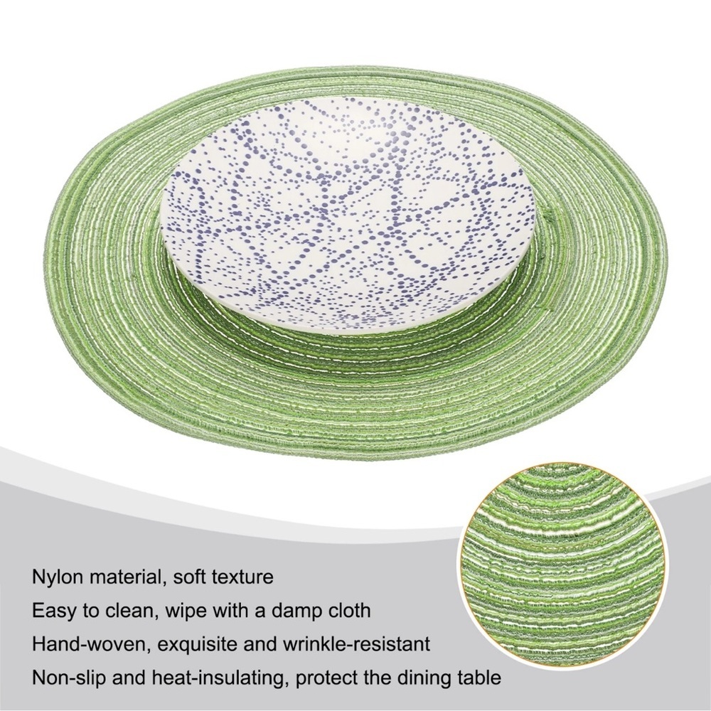 Studio Green and White Woven Placemat Bundle of 6
